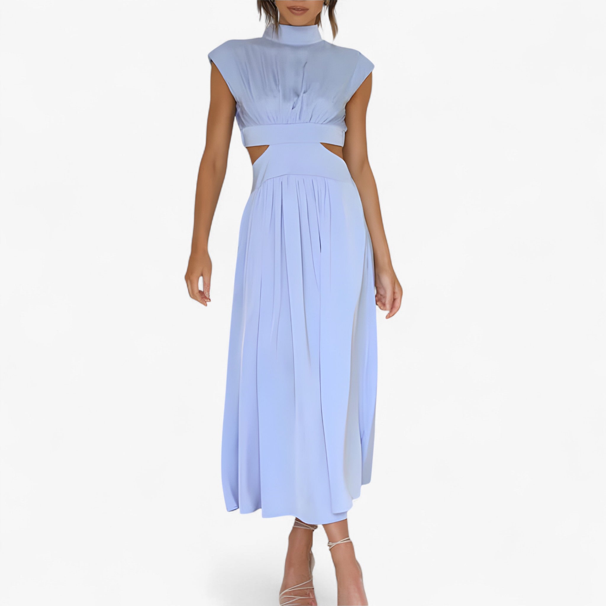 Elena | Elegant kjole med høj hals - Lyseblå - women's fashion - {{ product_tags }