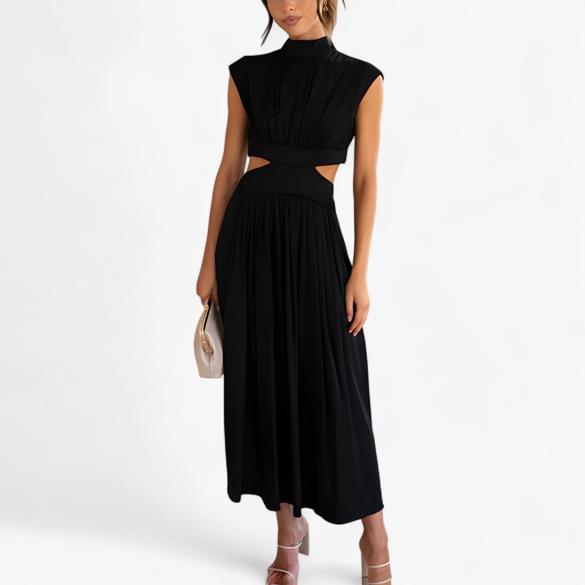 Elena | Elegant kjole med høj hals - Sort - women's fashion - {{ product_tags }