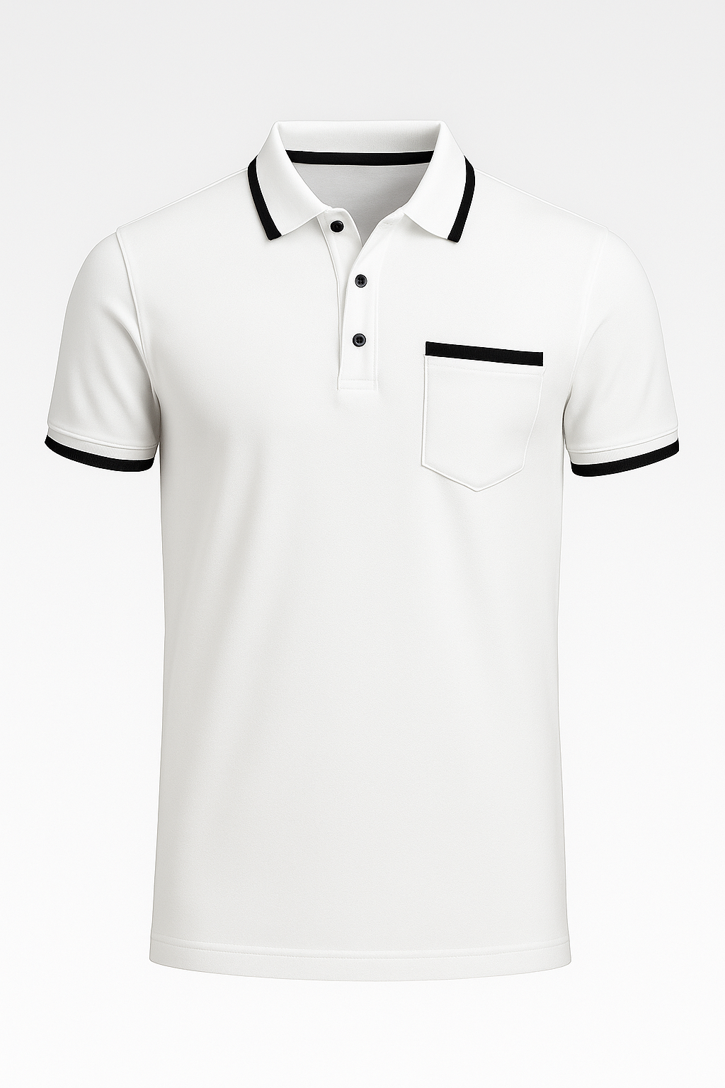 Rue | Elegant herrepolo med kontrastdetaljer - Hvid - Rue | Elegant herrepolo med kontrastdetaljer - €25 - {{ product_tags }