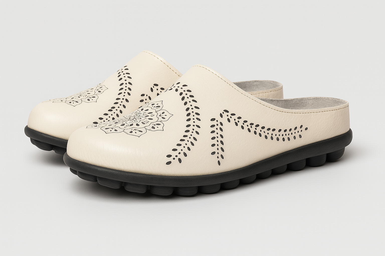 Lina | Bekvemme dameslipper med mandala-hullermønster og fleksål - Hvid - Lina | Bekvemme dameslipper med mandala-hullermønster og fleksål - €25 - {{ product_tags }