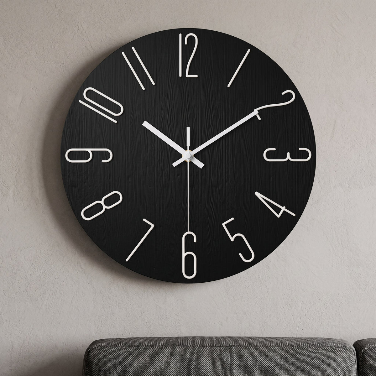 WireClock Moderne Vægur til Stuen - Sort - Wall Clocks - {{ product_tags }