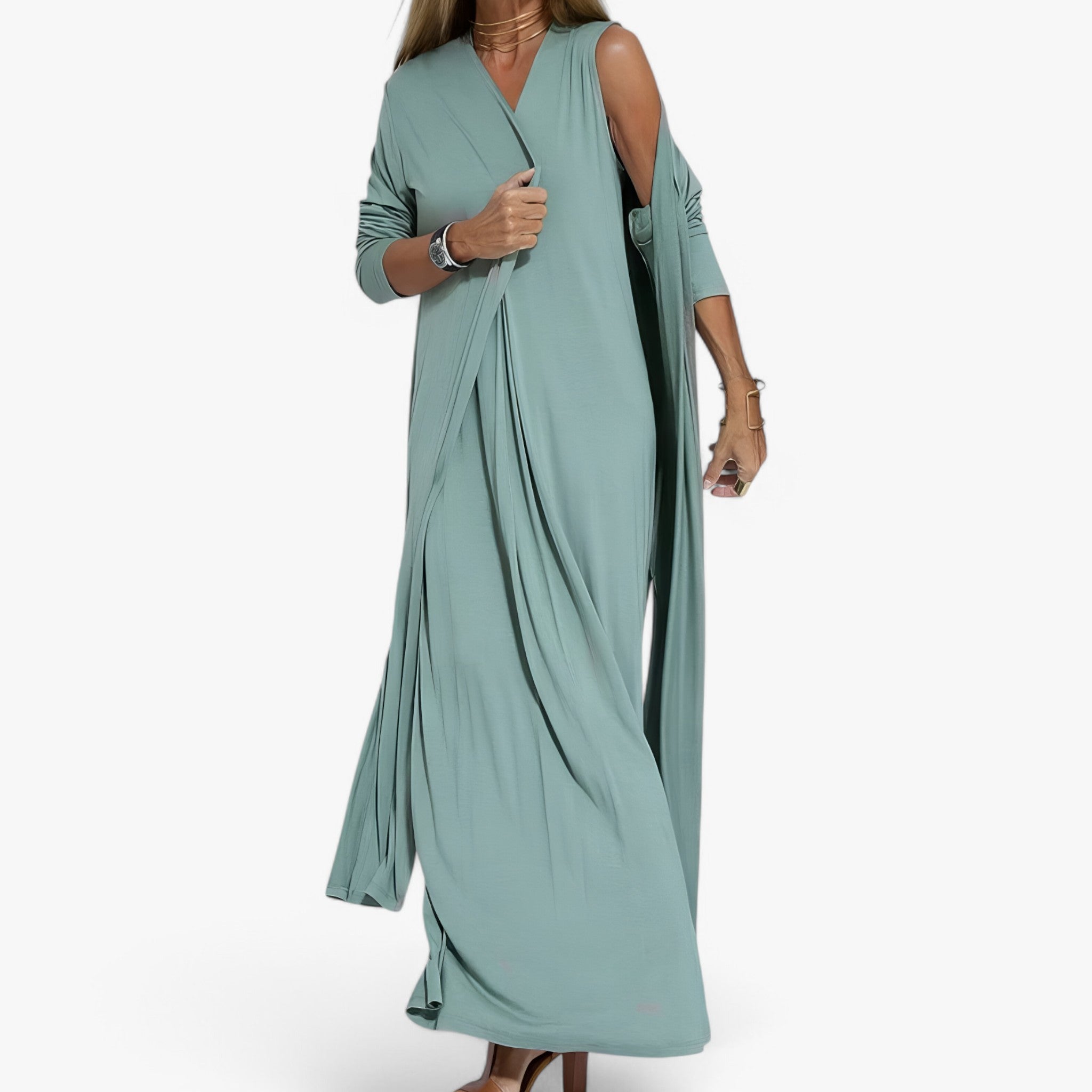 Helen | Lang kjole med gratis cardigan - Chic og komfortabel - - women's fashion - {{ product_tags }