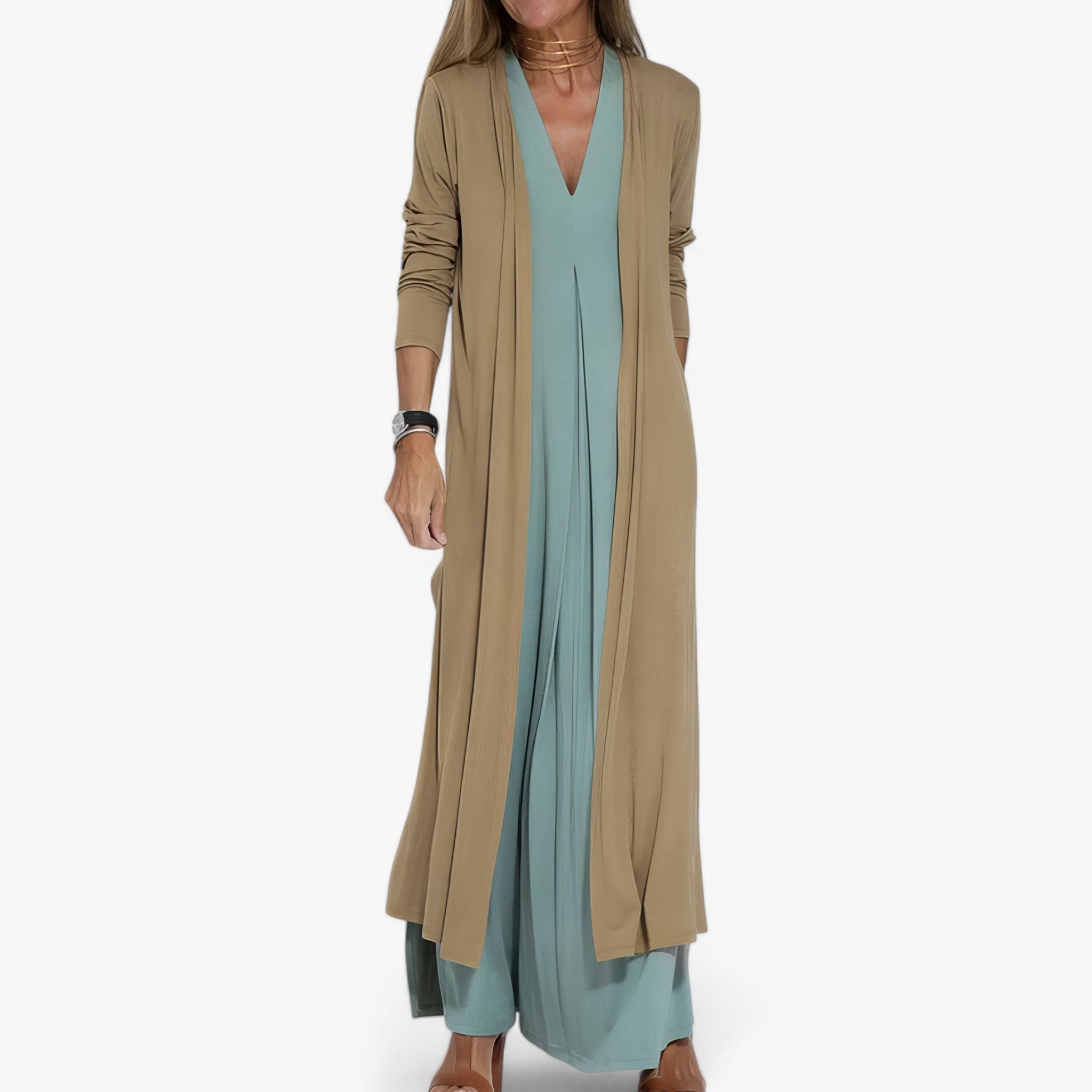 Helen | Lang kjole med gratis cardigan - Chic og komfortabel - - women's fashion - {{ product_tags }