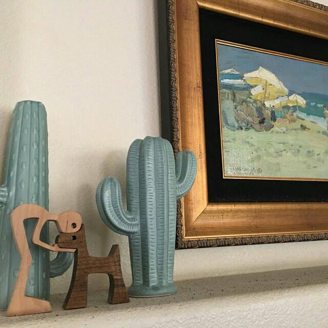 Træskulptur af mand og hund - - house & garden - {{ product_tags }