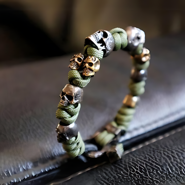 URGO™ | Sølvskalle Armband i Premium Paracord fra hæren - - watches - {{ product_tags }