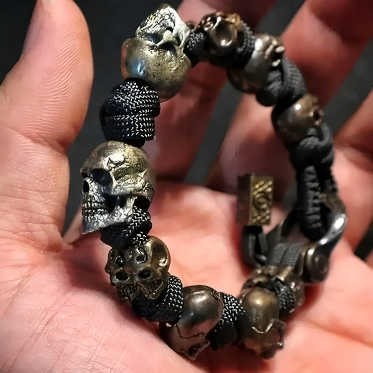 URGO™ | Sølvskalle Armband i Premium Paracord fra hæren - - watches - {{ product_tags }