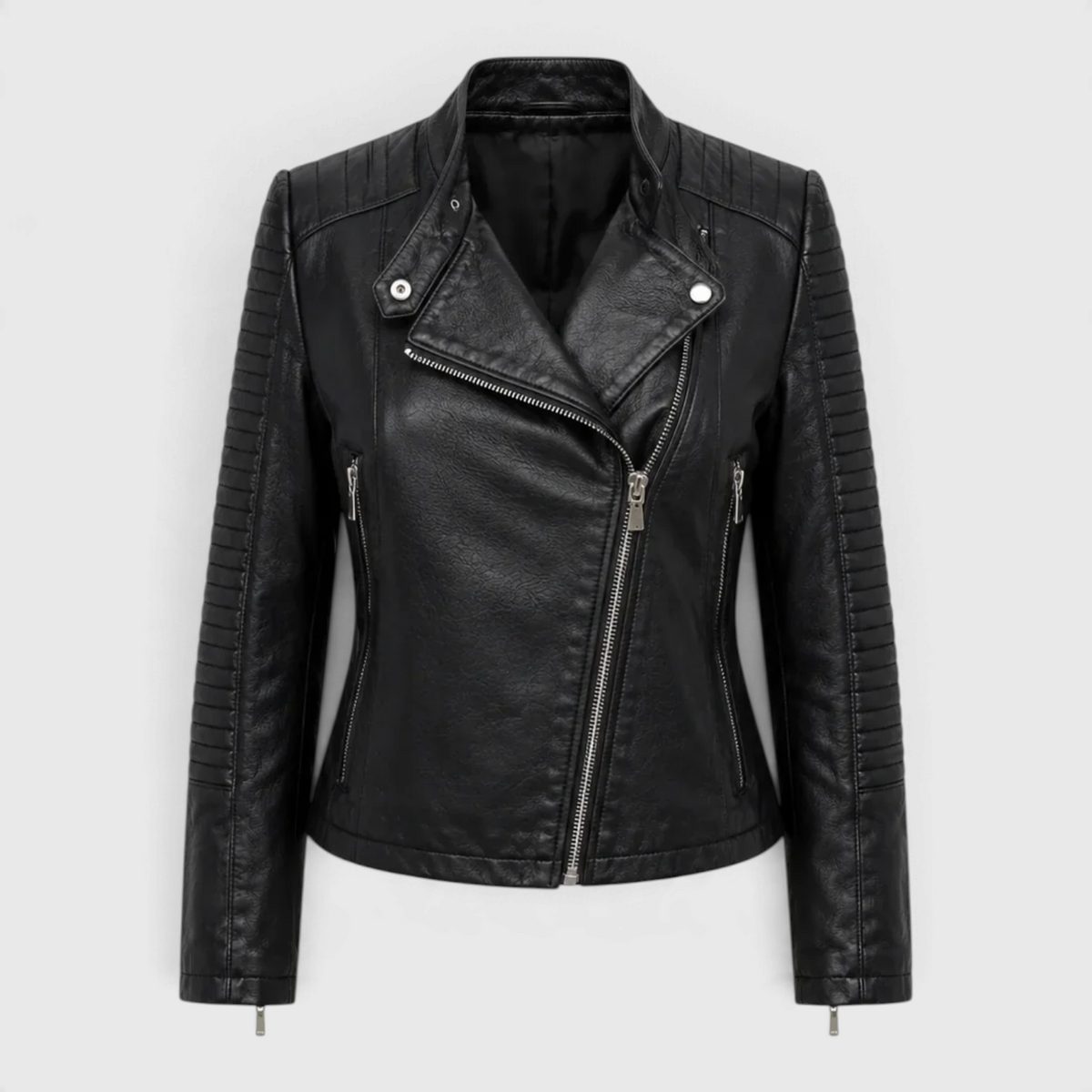 Dame Kunstlaeder Bikerjakke - Sort - Jacket - {{ product_tags }