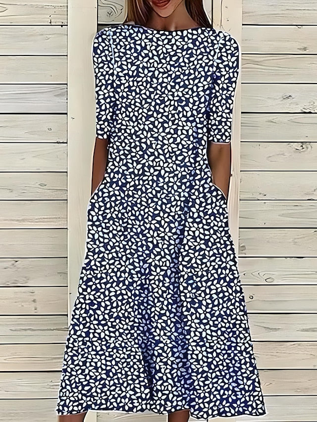 Annie | Kystblomsterkjole - Mørkeblå - Default - {{ product_tags }